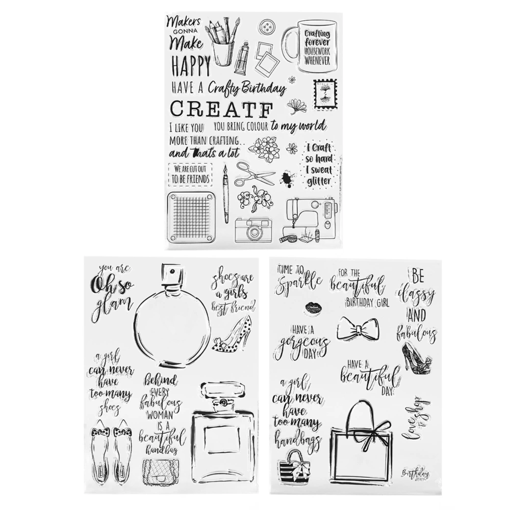 3 Pcs Clear Stamps Reusable Transparent Scrapbook Hand Account TPR Stamp Paper Craft Hand Made Gifts