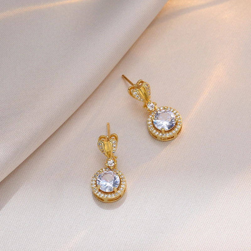 All-matching High-grade Non-fading Full Diamond Earrings Light Luxury Minority Design Zircon Set Female