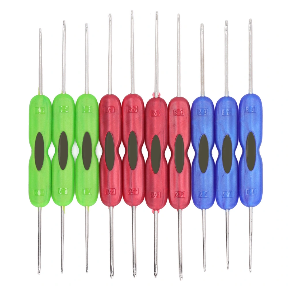 10pcs Double End Crochet Hook Portable Plastic Stainless Steel DIY Sweater Shoes Double Head Knitting Crochet Needle Tool