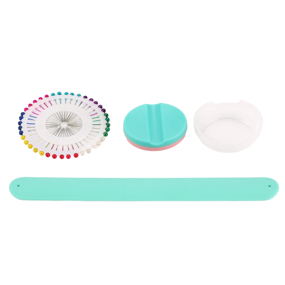 Magnetic Pin Cushion DIY Storage Prevent Needle Loss Portable Sewing Pin Holder with Colored Beads for Sewing Green