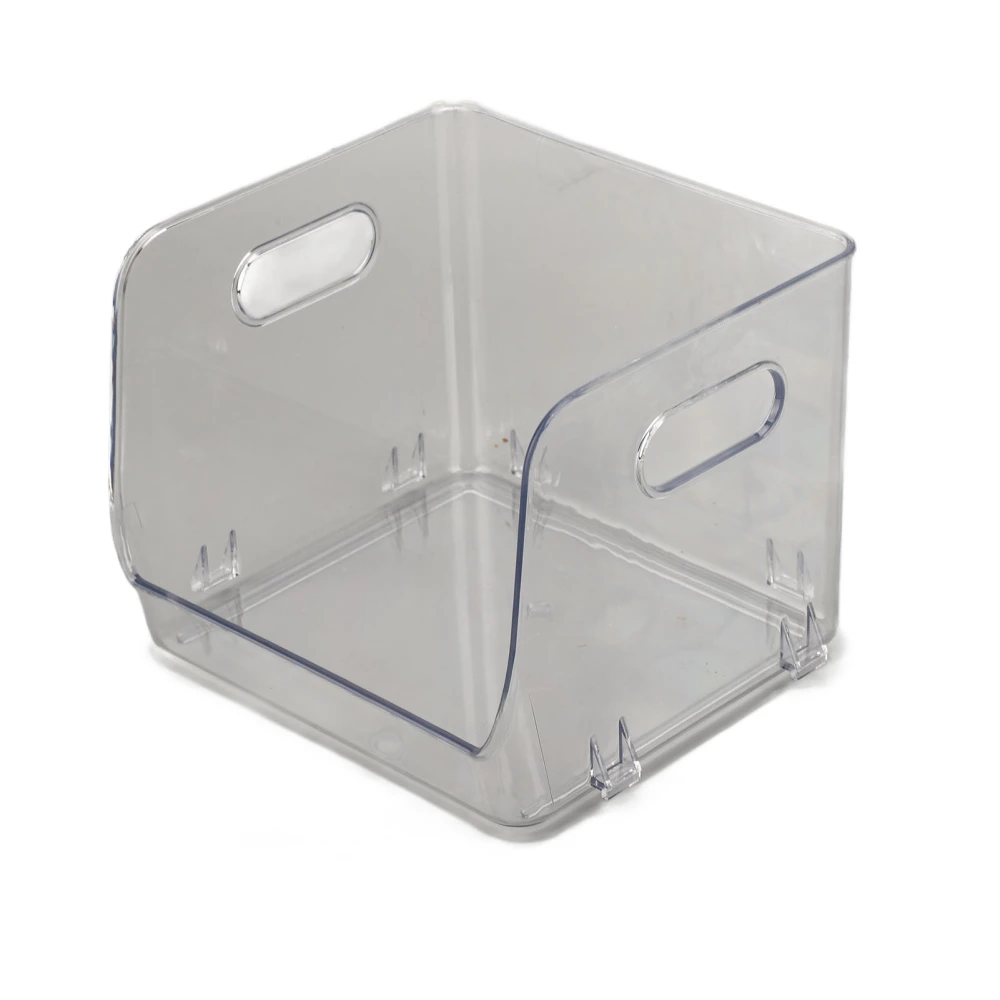 Office Storage Holder Transparent Stackable Design Waterproof Dustproof Double Handles PET Storage Container Small Transparent White