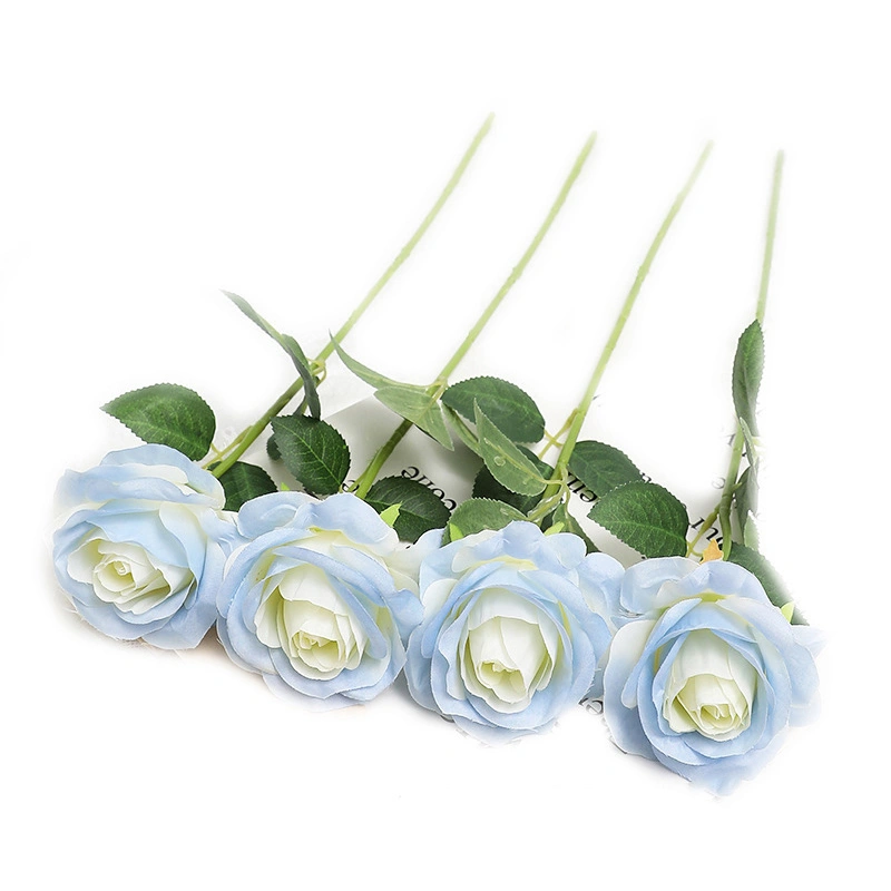 5pcs Artificial Flower Rose Bright Color Long Lasting Attractive Decorative Fake Silk Flower Decoration Blue