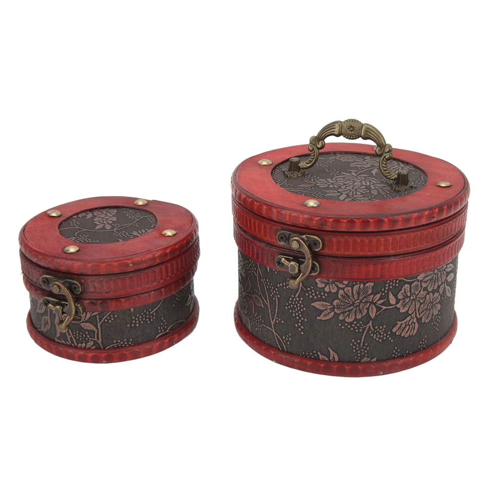 2Pcs Vintage Wooden Treasure Box Large Capacity Floral Embossed Wooden Treasure Box Set for Home Desk Decoration Gifts