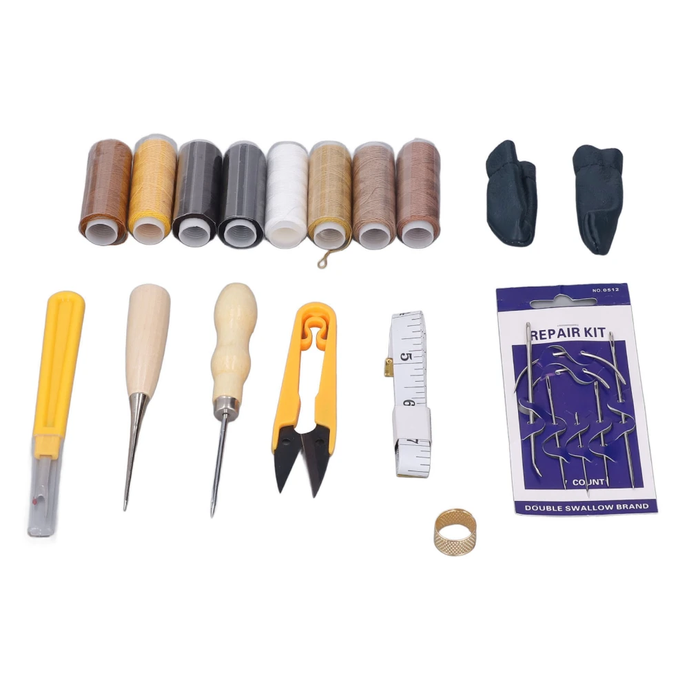 Leather Tools Wax Threads Needles Awl Yarn Scissors Tape Measure Leather Working Tools for DIY Leather