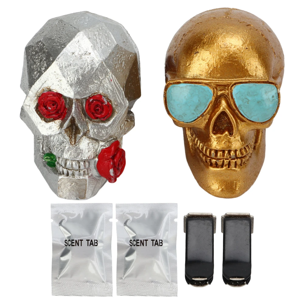 Car Skull Freshener Car Air Outlet Resin Skull Rose Aroma Diffuser Freshener Ornament Halloween Car Decoration Gift