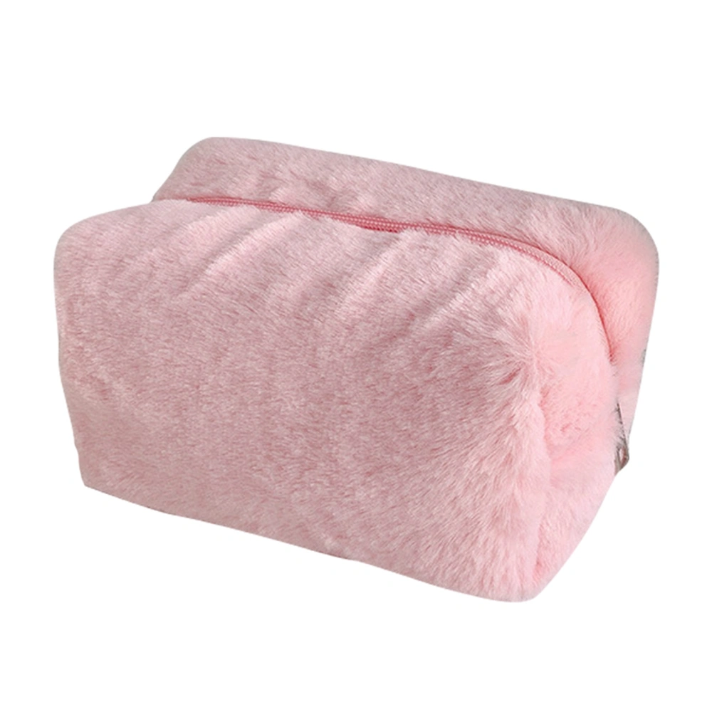 Plush Makeup Bag Lovely Soft Plush Fluffy Makeup Bag Fluffy Makeup Bag Portable Cosmetics Bag for Girls Water Pink