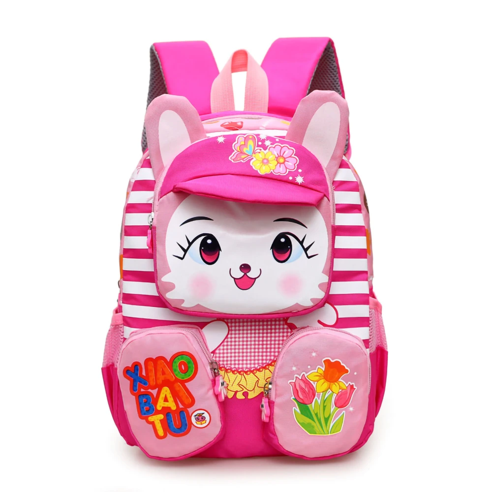 Kindergarten Backpack for Girls Cute Cartoon Large Space Preschool Backpack for Kid Toddler Gift Rose Red