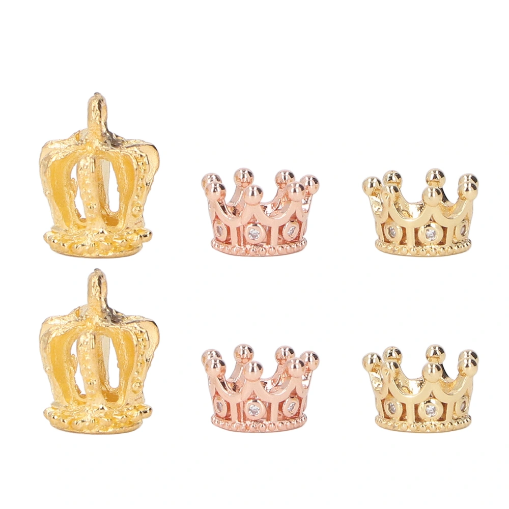 6Pcs Mini Crowns Sturdy Durable Metal Crown Stylish Design Bright Color Multifunction Crown Charm for Pendant Jewelry