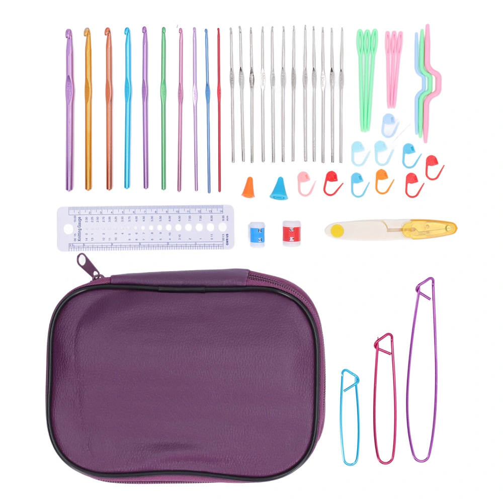 Crochet Hook Set with 22 Crochet Marker Buckle Scissors Handcraft DIY Crochet Needle Portable Ergonomic Crochet Set