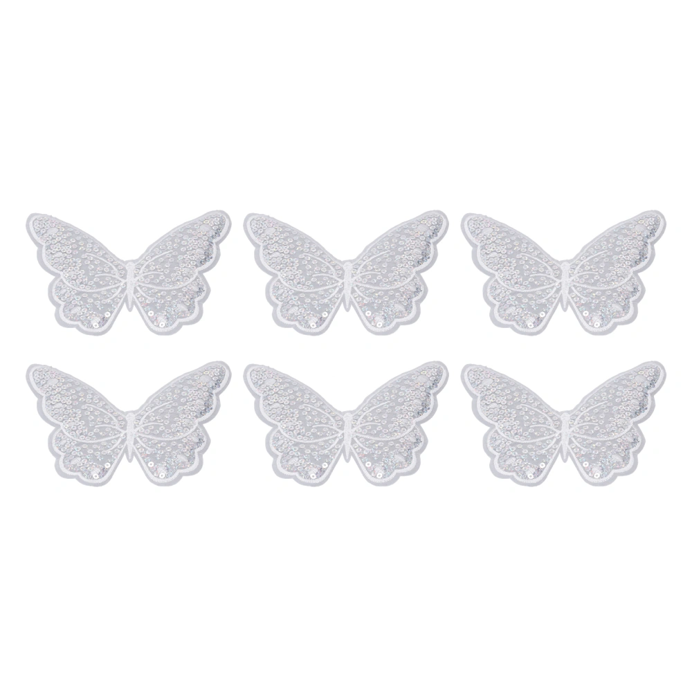 6Pcs Butterfly Patches 6.7x5.7in White Fadeless Durable Cute Butterfly Applique for Clothing Bag Card