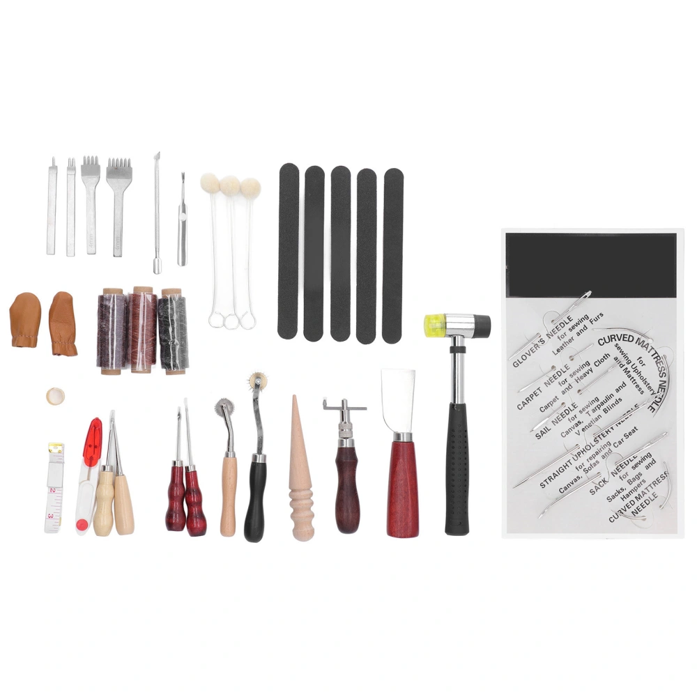 Leather Working Tools Handcraft Leather Sewing Kit DIY Leather Craft Tools Kit for Beginner for Leather Fabric Craft