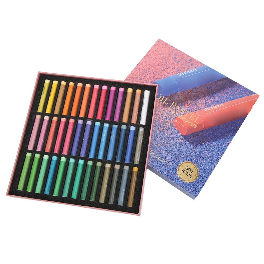 Oil Pastel Set 39 Colors Pearlized Low Saturation Even Color Soft Pastels Set for Home School Art Studio Gifts Drawing