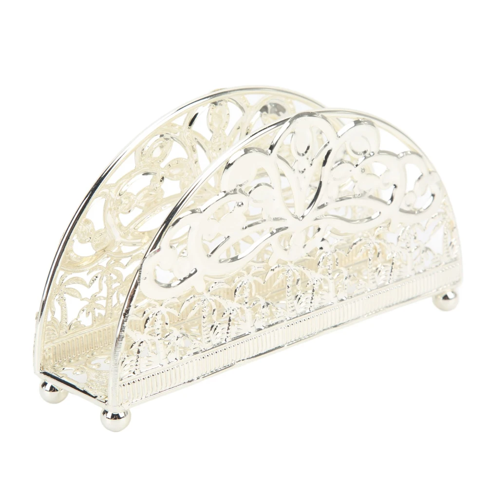 Vertical Napkin Holder Electroplating Process Hollow Pattern Iron Napkin Holder Shiny Silver Napkin Holder for Office