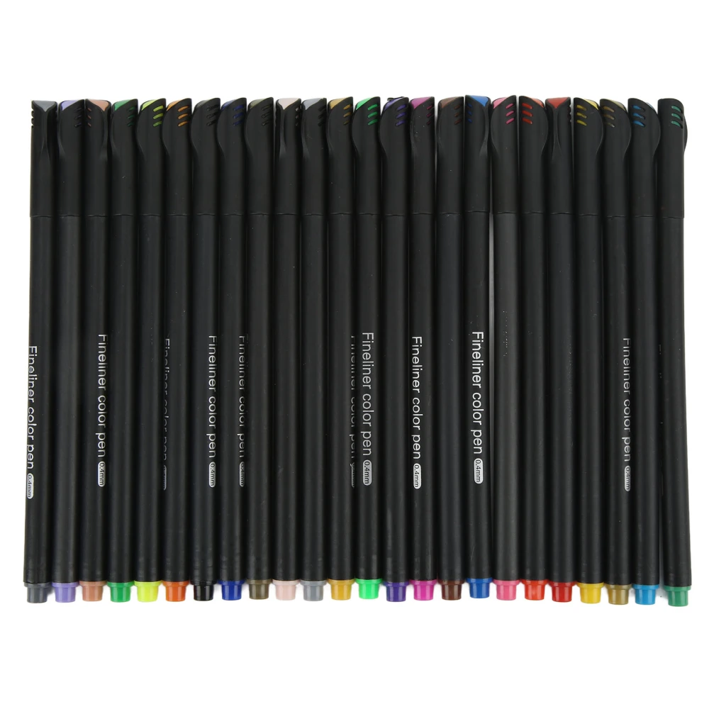 24 Fineliner Color Pens Set 0.4mm Thin Tip 24 Colors Watercolor Design Micro Line Pens Precise Control Marker Pens