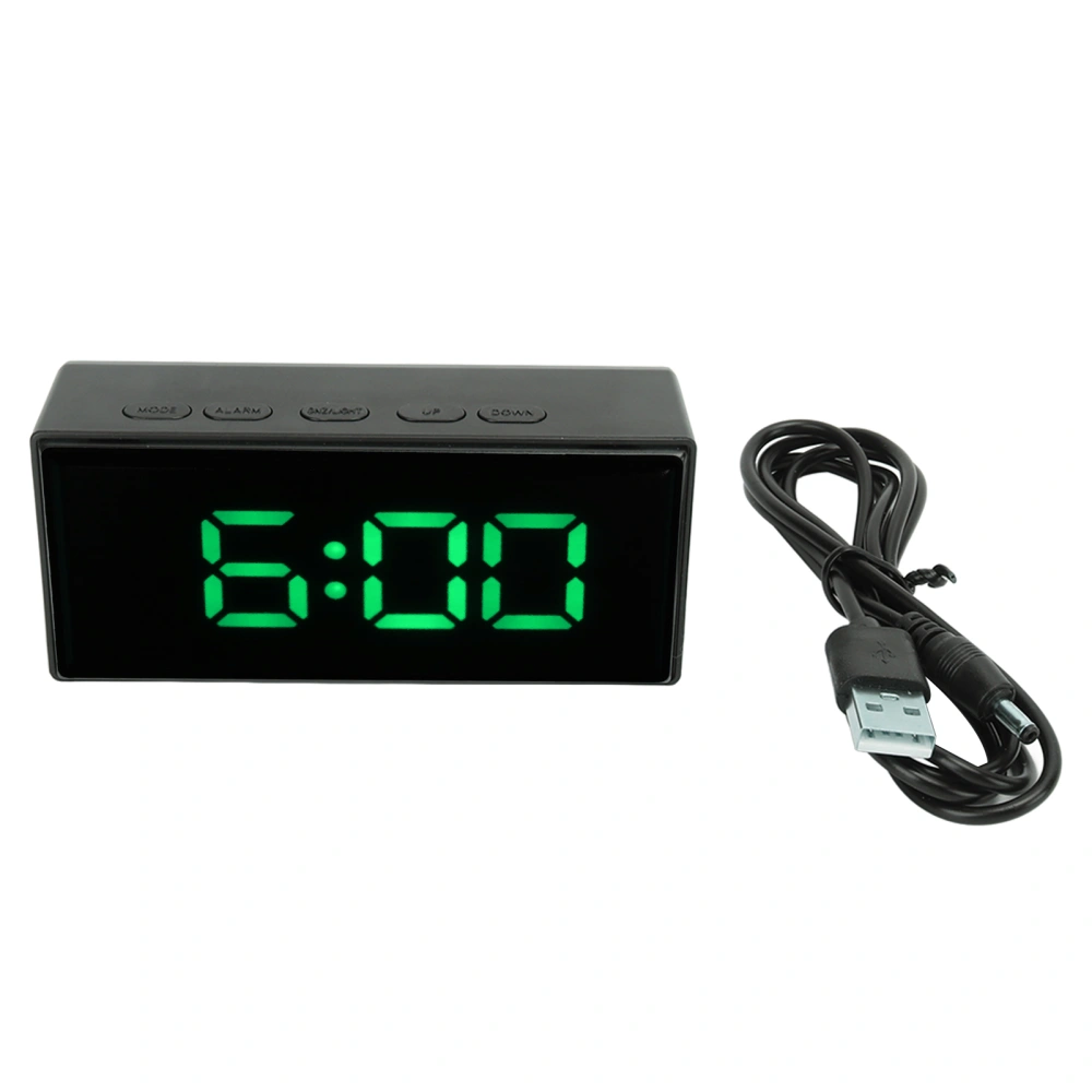 Mirrored Digital Alarm Clock Smart Light Sensing LED Display Digital Smart Clock with Two Display Mode Snooze Function Green