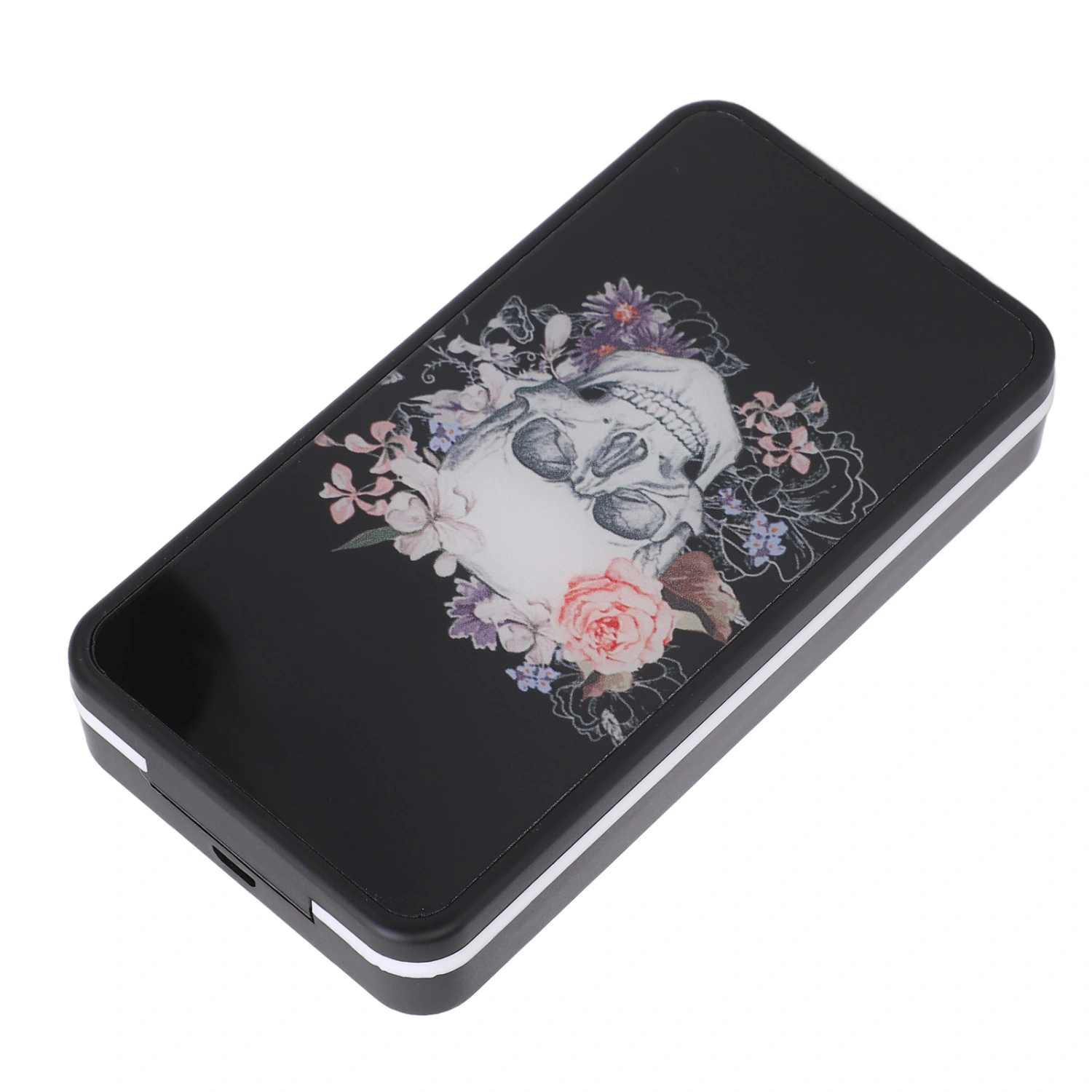 Cigarette Case Skull Print Flash Color Breathing Light Rechargeable Cigarette Storage Box With Windproof Electric Heating Rod