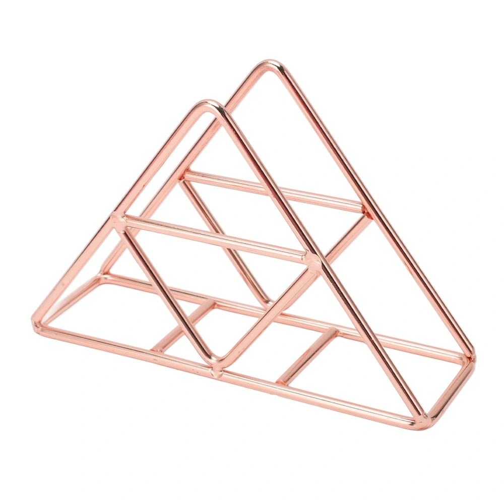 Napkin Holder Fashion Thickened Widened Triangular Freestanding Metal Wrought Iron Vertical Tissue Holder Rose Gold