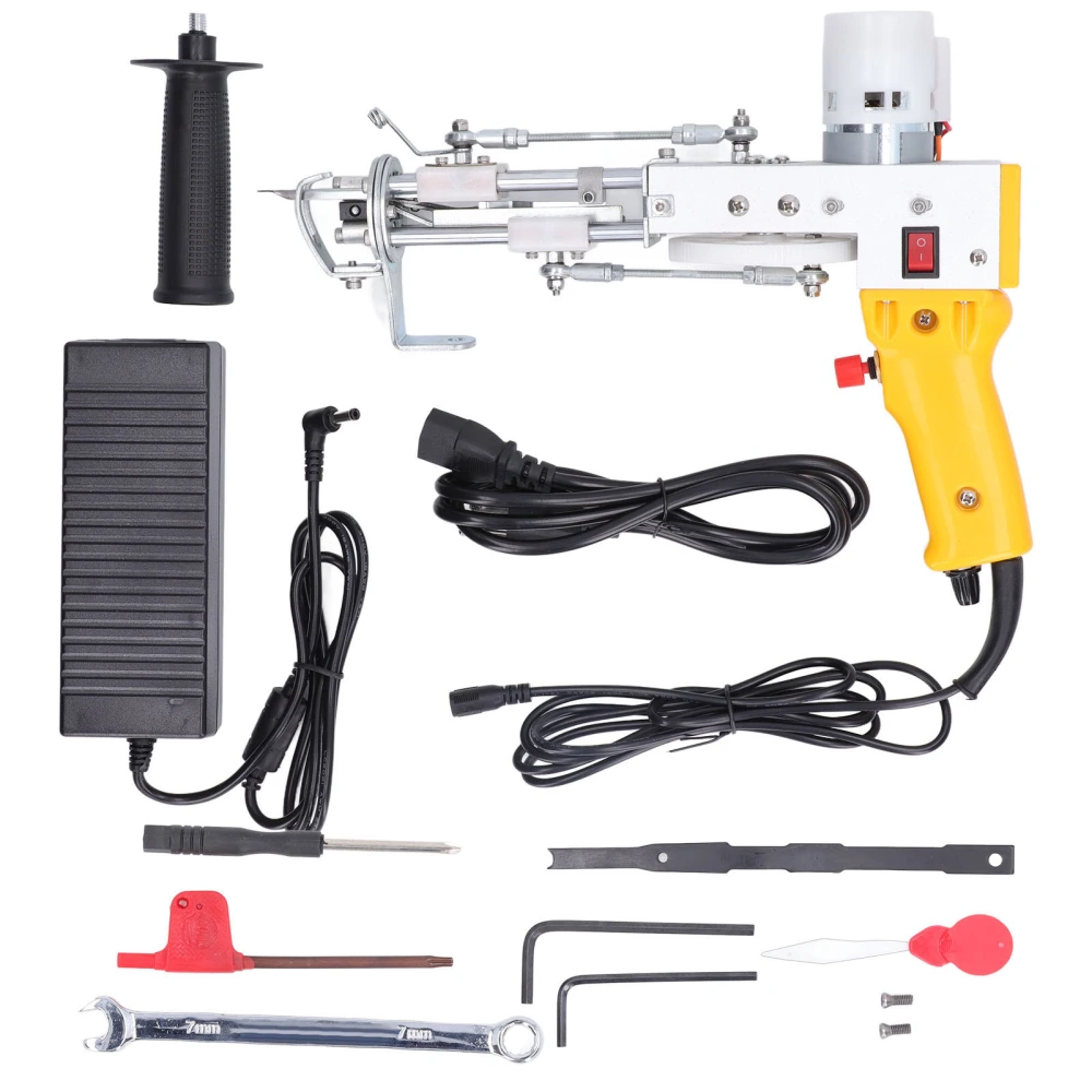 Yellow Electric Carpet Tufting Gun DIY Weaving Fast Knitting Hand Tufting Gun with Two Modes Protection System 100‑240V US Plug