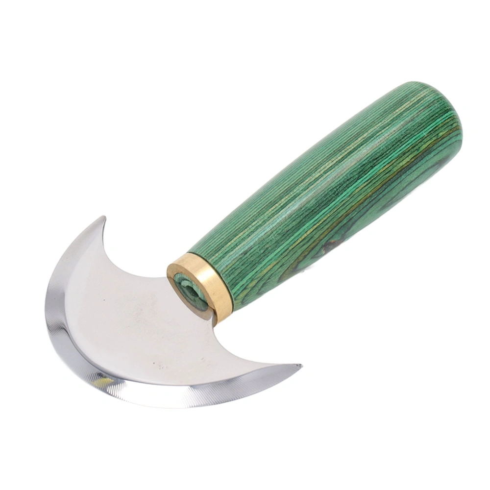 Leather Round Knife Semicircle Handworked DIY Green Small Double Sided Blade Incisive Polished Handle Carving Tool