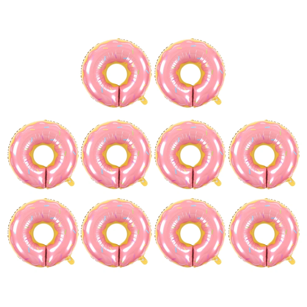 10Pcs Donut Balloons Aluminum Foil Durable Vivid Bright Pink Widely Used Candy Balloons for Baby Shower Birthday