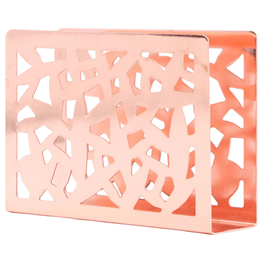 Upright Napkin Holder Iron Vertical Hollow Pattern Modern Restaurant Kitchen Desktop Metal Napkin Holder Decoration Rose Gold