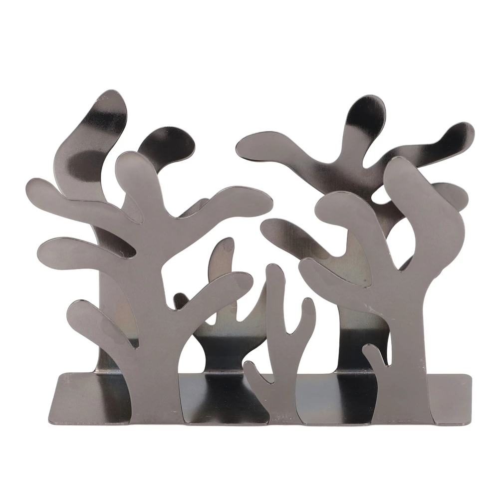 Coral Napkin Holder Iron Art Vertical Napkin Holder Multifunction Metal Napkin Holder Desktop Storage Rack for Bar Hotel Silver Black