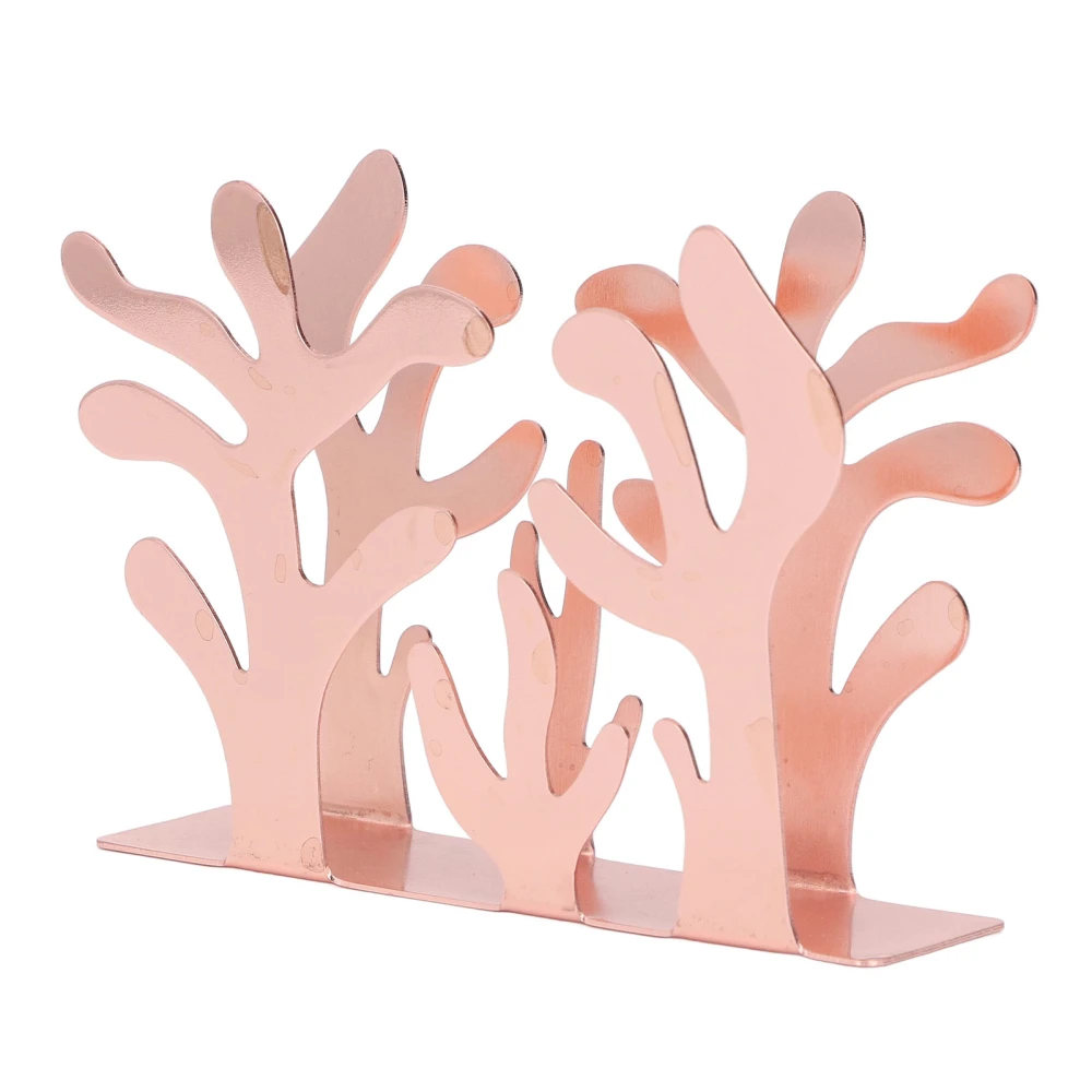 Coral Napkin Holder Vertical Hollow Out Coral Pattern Metal Napkin Holder Multifunction Desktop Napkin Holder for Canteen Rose Gold