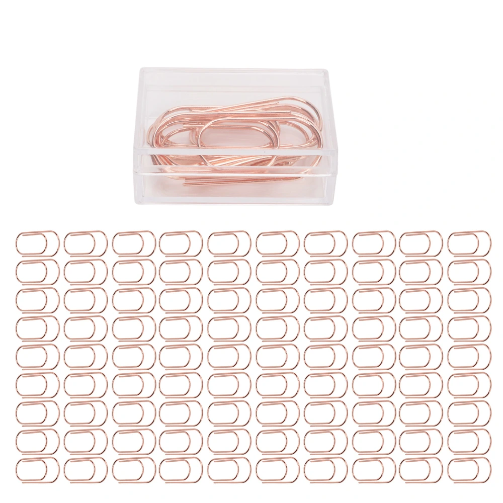 100Pcs Paper Clips Gold Cute Unique Shape Lightweight Portable Electroplating Process Metal Paperclip with Storage Box Big Size