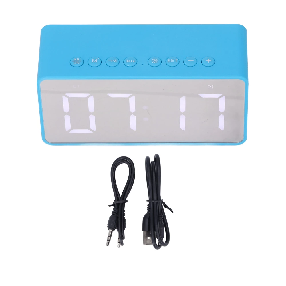 Alarm Clock Blue HD Mirror 2 in 1 Smart LED Digital Alarm Clock Bluetooth Speaker Wireless FM Radio