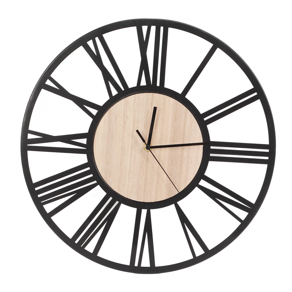 Wall Clock Unique Wood Grain Design Circular 40cm Iron Wall Clock Hanging Clock for Office Restaurant Living Room