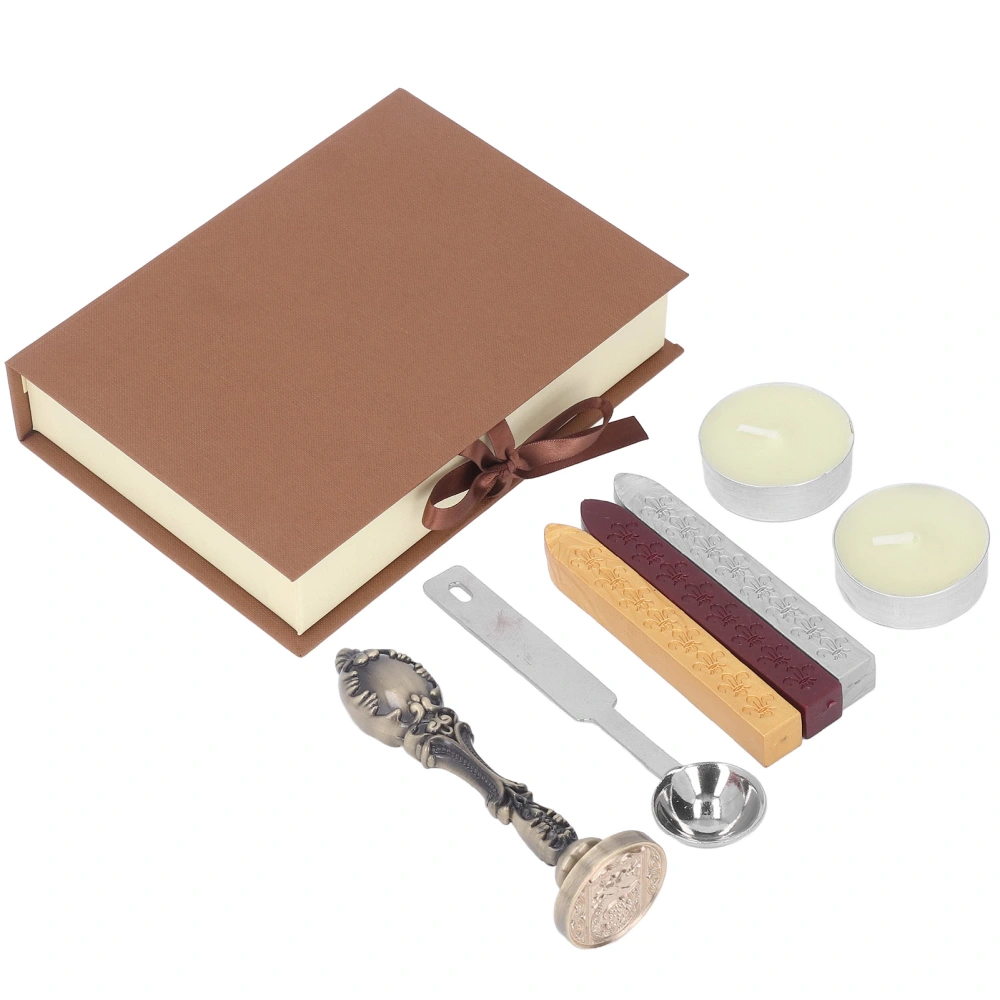 Wax Seal Stamp Kit Retro Style Easy Operation Clear Pattern Wide Application Wax Stamp Seal for Card Scrapbook DIY Bronze Set