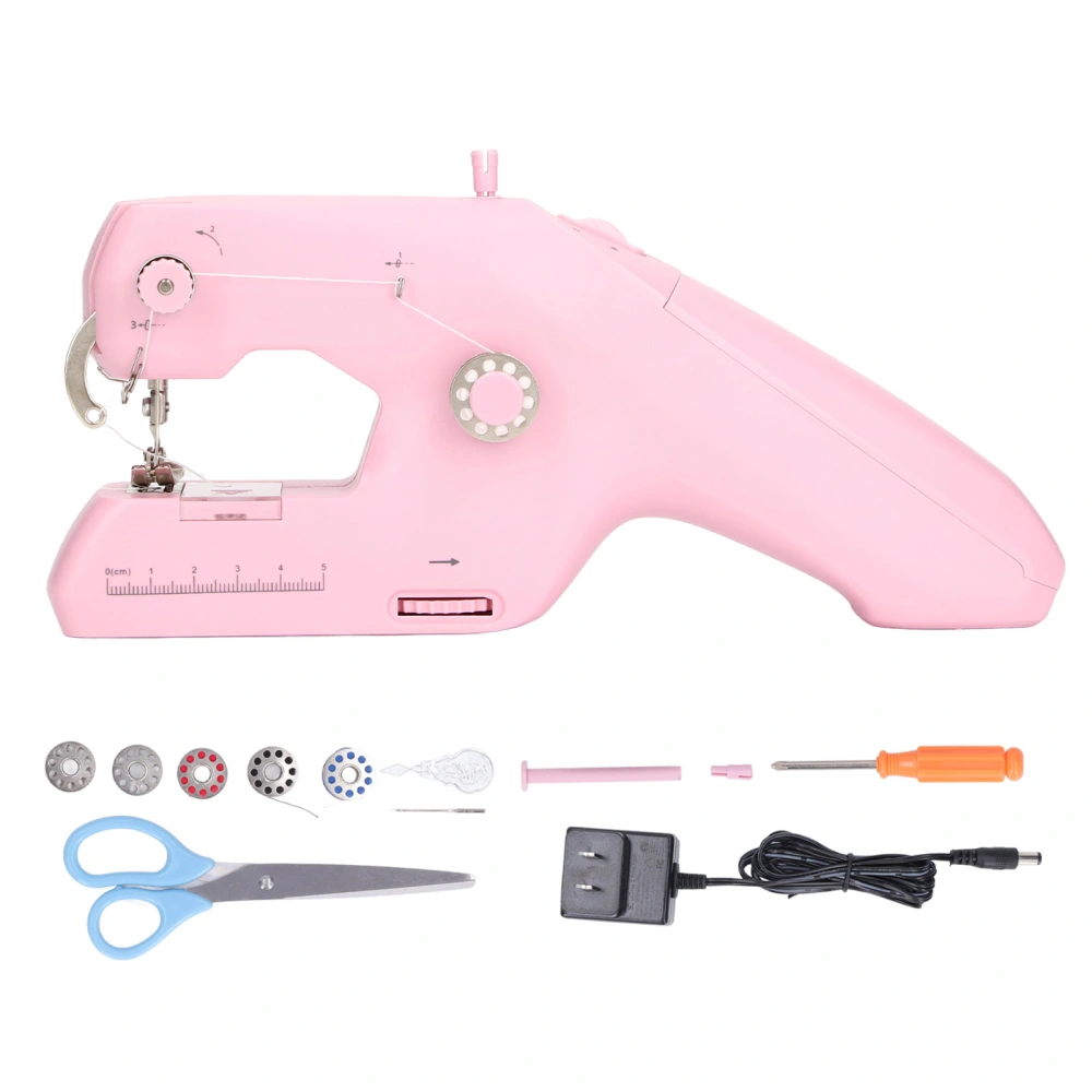 Handheld Sewing Machine Pink Household Small Portable Electric Double Thread Sewing Tool for DIY US Plug 110 to 240V