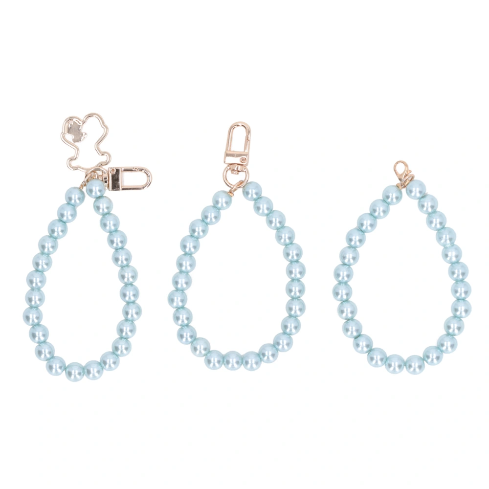 3Pcs Pearl Bracelet Shiny Exquisite Polishing Process Pearl Beads Strands for Mobile Phone Case Keychain Bag H52 Light Blue