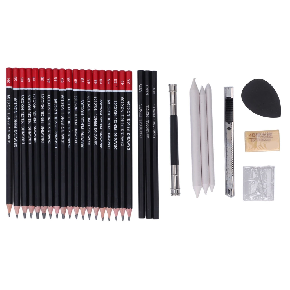 Sketch Set Safe Harmless Pencil Charcoal Pen Eraser Utility Knife Professional Sketching Art Set Sketching Drawing Kit