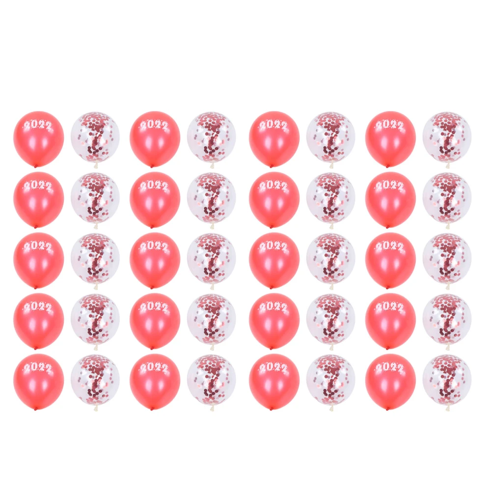 40Pcs Party Balloons 12in 2022 Theme Red and Red Confetti Wide Application Latex Balloons