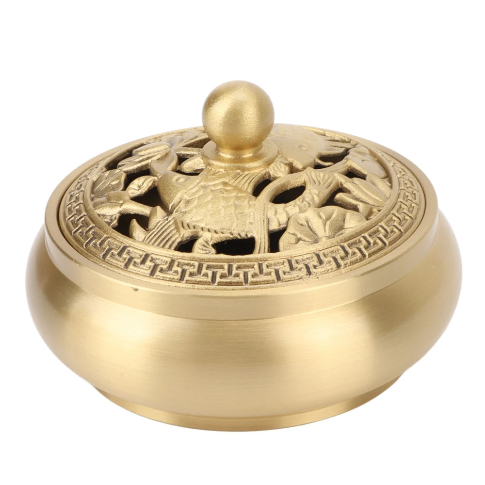 Incense Burner Brass Exquisite Retro Antique Style Easy Cleaning Incense Burner Holder for Desktop Decoration