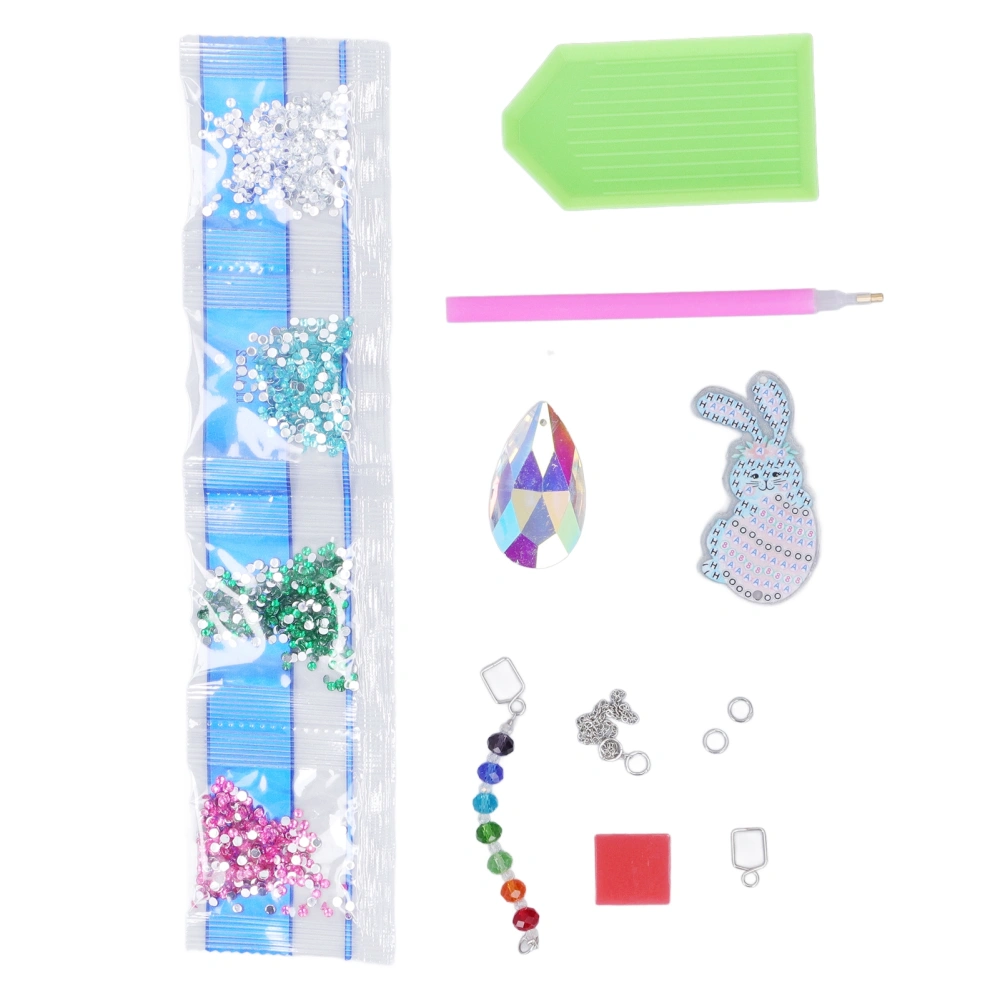 Rhinestones Pendant Bunny Design Cute Shiny DIY Rhinestone Painting Kit Decorative Pendant Craft for Patio Garden