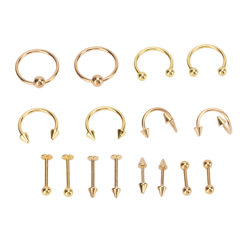 Nose Studs Set Stainless Steel Exquisite Different Shapes Safe Smoothing Polished Surfaces Nose Studs for Women Gold