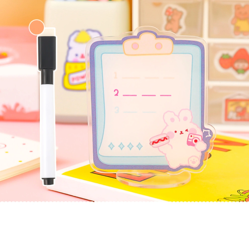 Acrylic Dry Erase Board Cute Acrylic Message Board Erasable Reusable Memo Board with Stand for Office Schedules White Rabbit Selfie