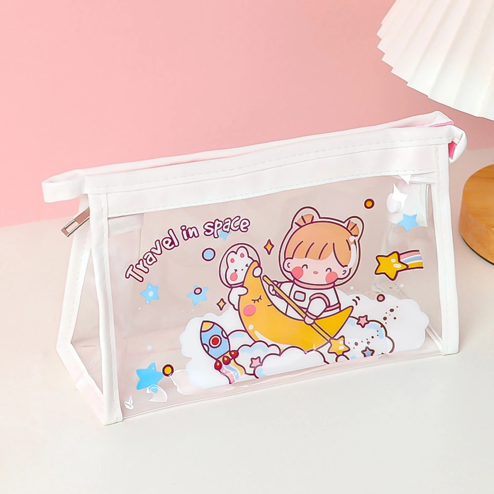 Cute Clear Cosmetic Bag Smoother Zipper Large Capacity Multifunctional Portable Travel Storage Bag for Outdoor Business Trip Moon Ship