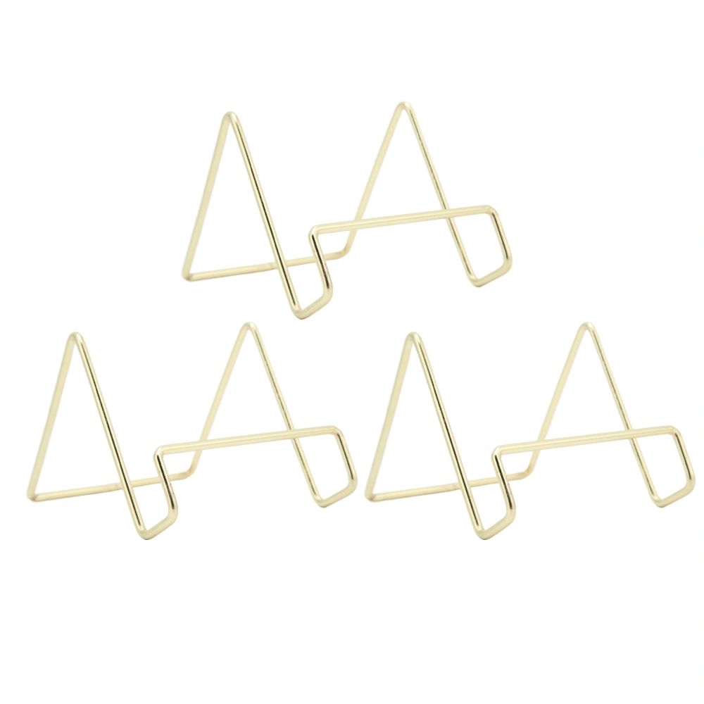 3 Pcs Wire Plate Stand Gold Simple Stylish Geometric Design Rust Resistant Wire Plate Stand Holder Easel Display