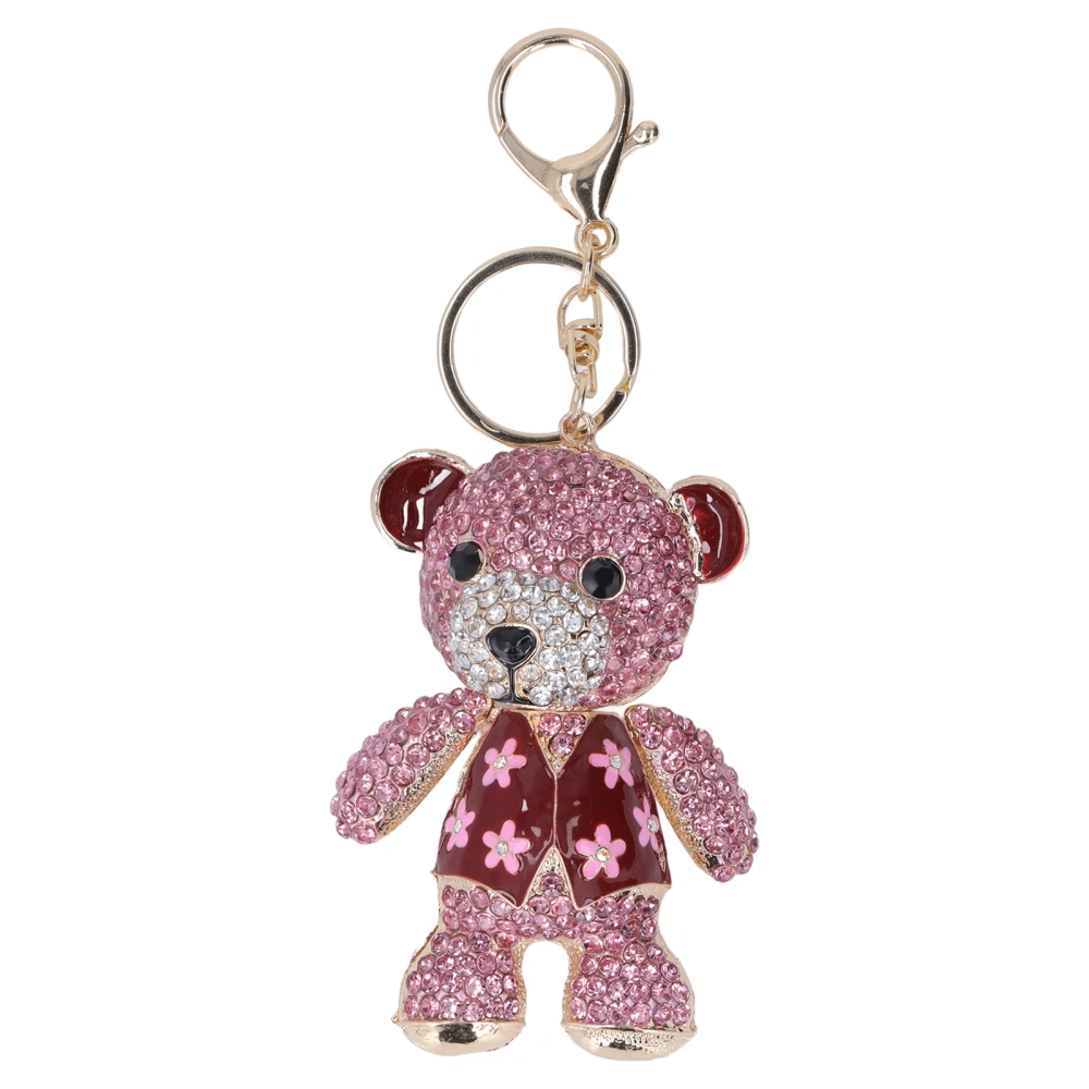 Key Chains Shiny Rhinestones Metallic Luster Cute Pink Bear Style Keychain Crafts for Handbags Car Key