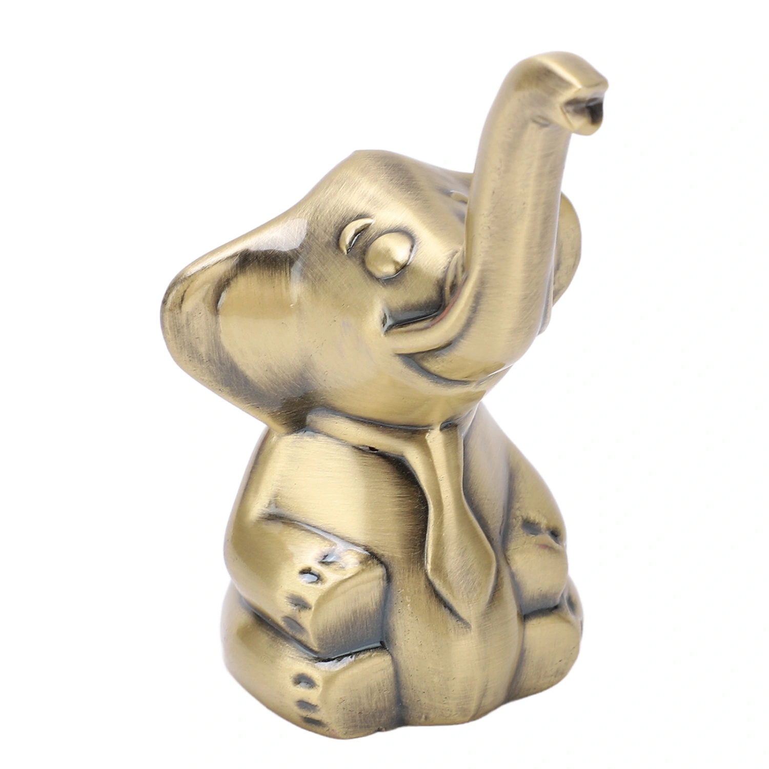 Elephant Statue Zinc Alloy Vintage Metal Glod Finish Padded Base Decorative Practical Rings Holder for Jewelry