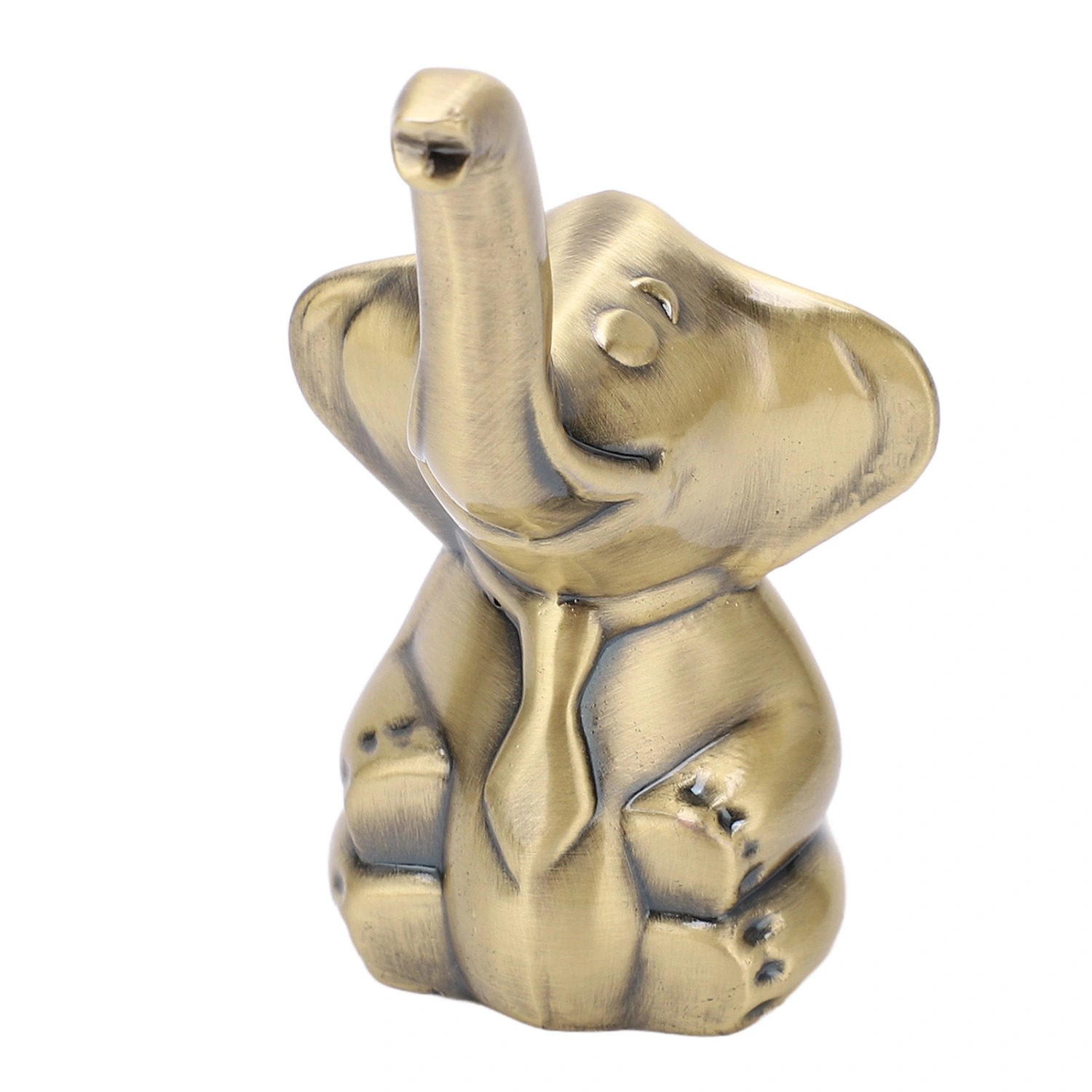Elephant Statue Zinc Alloy Vintage Metal Glod Finish Padded Base Decorative Practical Rings Holder for Jewelry