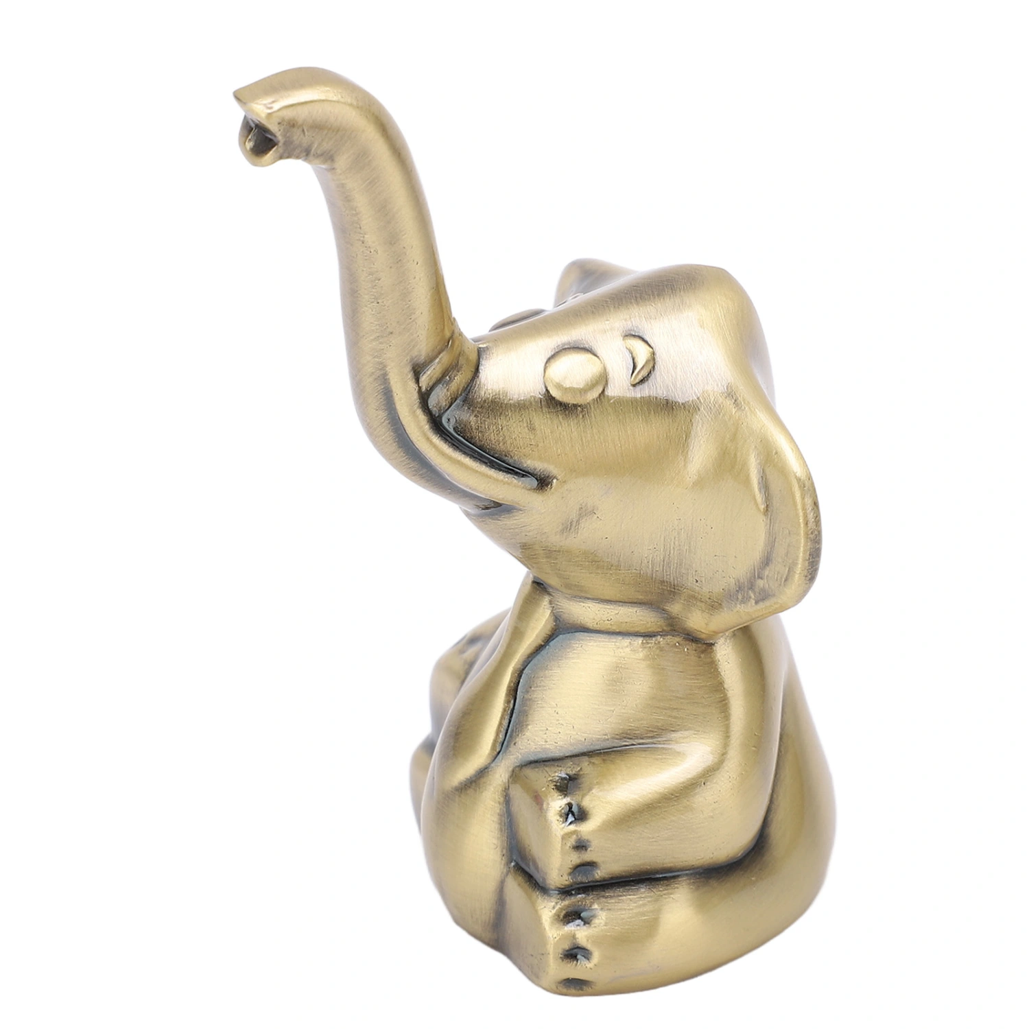 Elephant Statue Zinc Alloy Vintage Metal Glod Finish Padded Base Decorative Practical Rings Holder for Jewelry