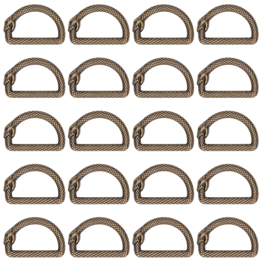 20Pcs Metal D Rings Snake Pattern Wear Resistant Metal Rings Buckle for DIY Belts Luggage Belts Handbags Backpacks