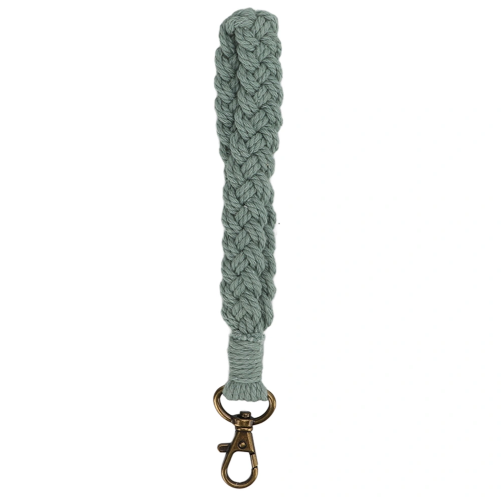 Boho Keychain Hand Weaving Hollow Style Cotton Rope Black Coating Zinc Alloy Clip Purse Keychain for Car Key Light Green