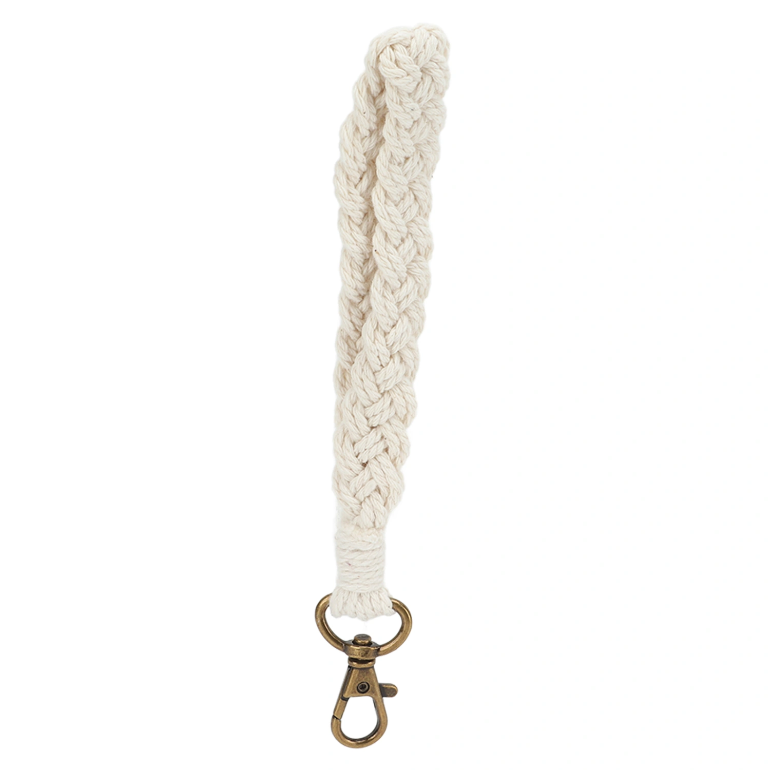 Boho Keychain Hand Weaving Hollow Style Cotton Rope Black Coating Zinc Alloy Clip Purse Keychain for Car Key White