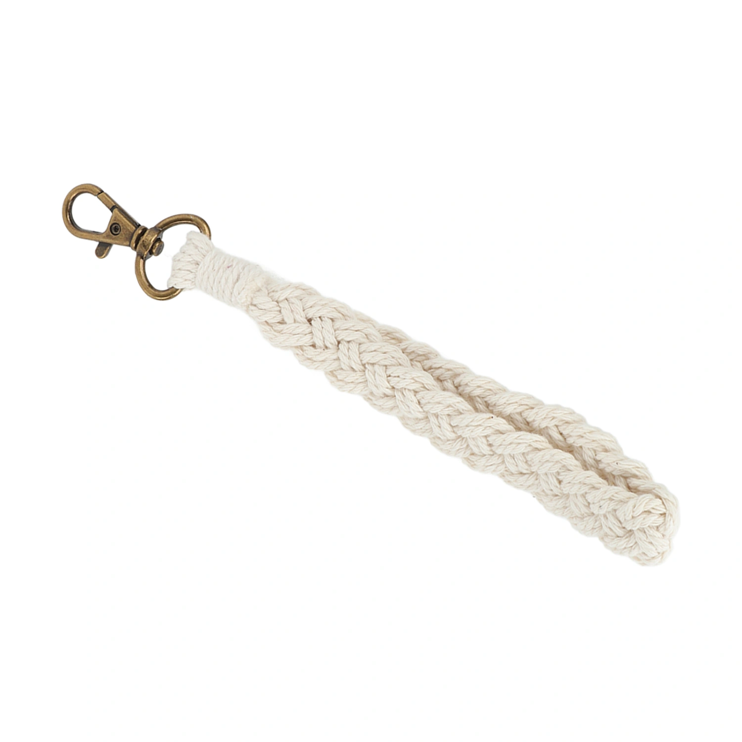 Boho Keychain Hand Weaving Hollow Style Cotton Rope Black Coating Zinc Alloy Clip Purse Keychain for Car Key White