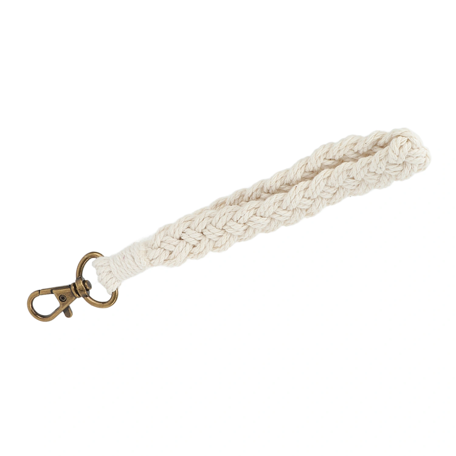 Boho Keychain Hand Weaving Hollow Style Cotton Rope Black Coating Zinc Alloy Clip Purse Keychain for Car Key White